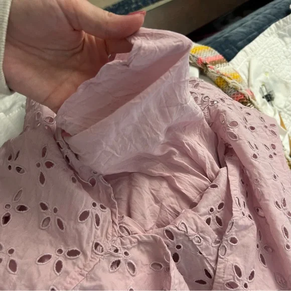 J. Crew Spring Garden Eyelet Blouse Pink Purple - Picture 4 of 8